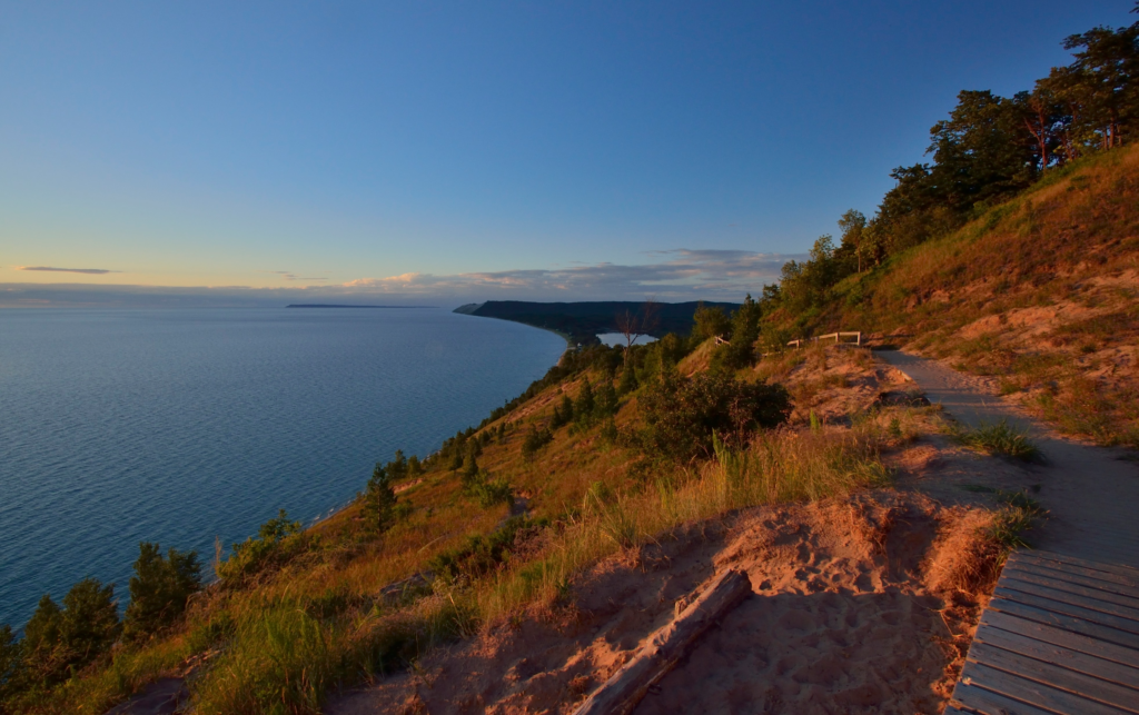 Sleeping bear dunes at sunset