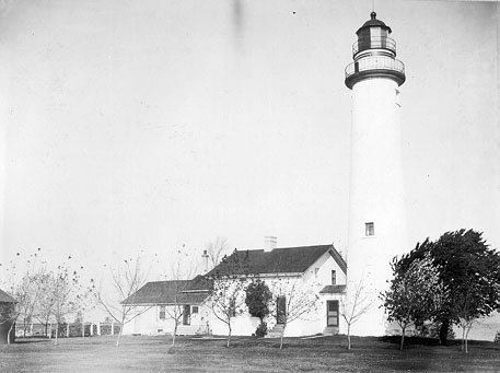 Historical image of Pointe aux Barques Light, Lake Huron, Port Hope, Michigan.