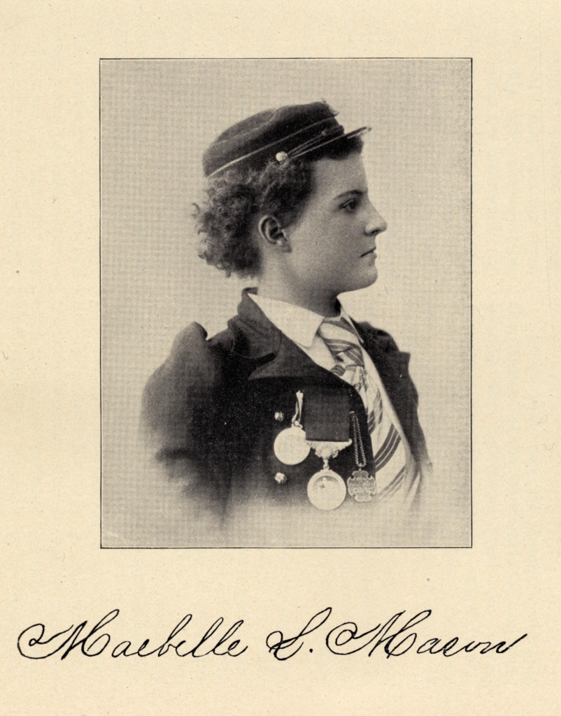 A historical 1890s portrait of Maebelle Mason, the daughter of the Mamajuda lighthouse keeper, known for her life-saving bravery on the Detroit River.